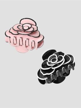 Camellia Flower Hair Claw Clip - Select Black or Pink